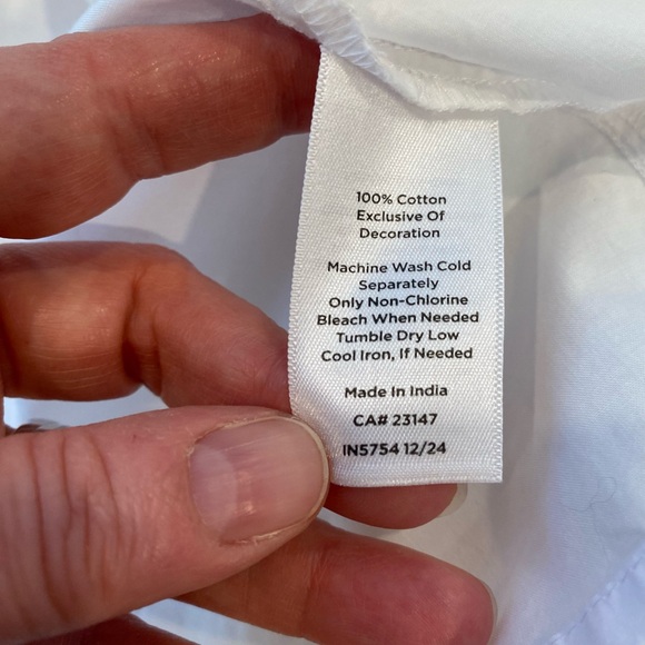 Talbots white cotton popover blouse floral embroidery appliqué coastal beach XL - Picture 11 of 11